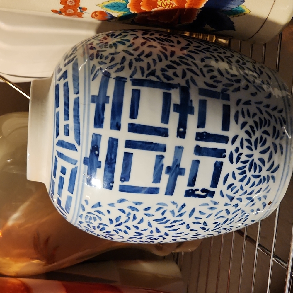 Antique Blue & White Double Happiness Ginger Jar